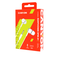 Гарнитура Canyon EPM-01,стерео,jack 3.5mm(4pin),белая,rtl