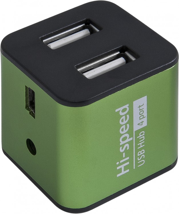 Концентратор USB Defender Quadro Iron 4 порта USB 2.0, зеленый, блистер
