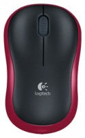 Мышь беспроводная Logitech Wireless Mouse M185, черная/красная, оптическая, 1000dpi, USB(для приёмни