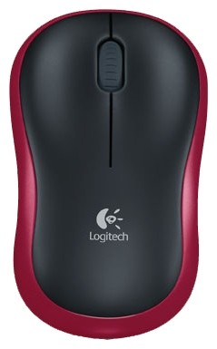 Мышь беспроводная Logitech Wireless Mouse M185, черная/красная, оптическая, 1000dpi, USB(для приёмни