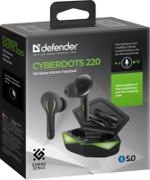 Гарнитура Bluetooth Defender CyberDots 220,стерео,беспроводная,черная,rtl