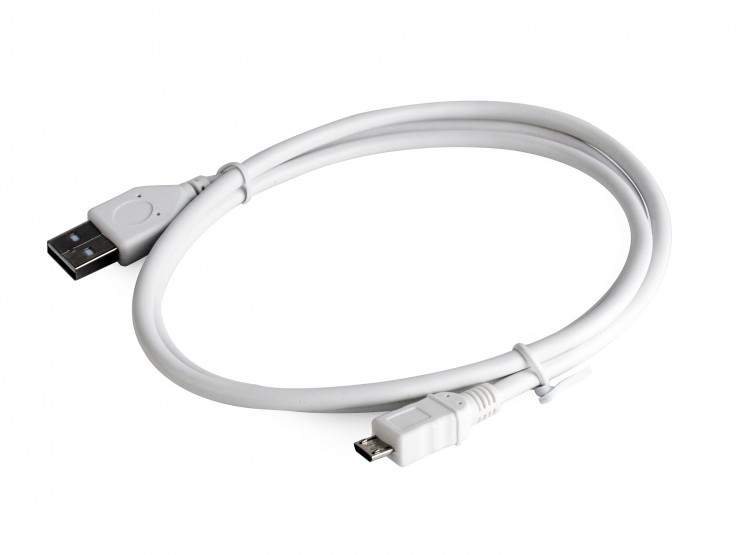 Кабель USB-microUSB,1м,Cablexpert CCP-mUSB2-AMBM-W-1M,белый,пакет
