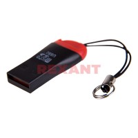 Картридер внешний Rexant 18-4110 USB 2.0, для microSD черный, пакет