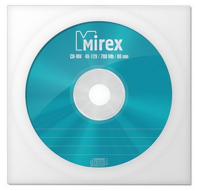 Диск CD-RW Mirex 700Мб 4x-12x 1шт, бирюзовый, конверт