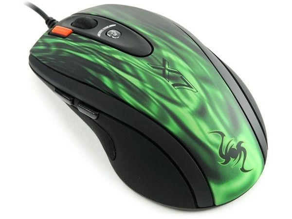 Мышь игровая A4Tech XL-750BK Green Fire, черный/зеленый, лазерная, 3600dpi, USB, rtl