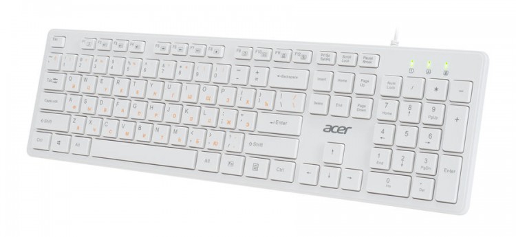 Клавиатура Acer OKW123,проводная(USB),белая,rtl