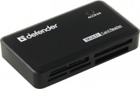 Картридер внешний Defender Optimus USB 2.0, для SD/microSD/MMC/xD/M2/MS/T-Flash/Compact Flash черный