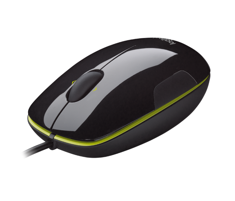 Мышь проводная Logitech M150, черный/зеленый, лазерная, 1100dpi, USB, блистер