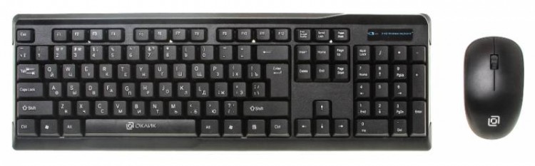 Комплект клавиатура+мышь б/п Oklick 230M черный,USB(для приемника),rtl