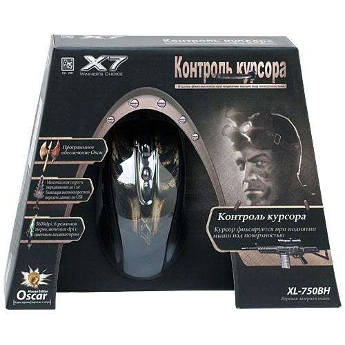 Мышь игровая A4Tech X7 XL-750BH (6794) черный/коричневый USB, rtl(коробка)