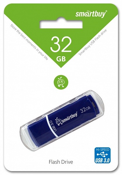 Накопитель USB 3.0,32Гб SmartBuy Crown SB32GBCRW-Bl,синий, пластик
