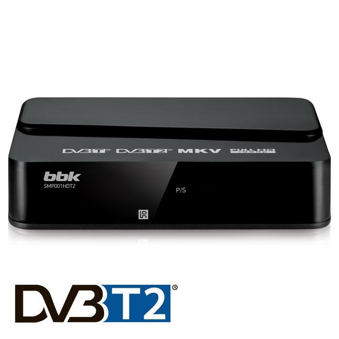 ТВ тюнер внешний BBK  SMP001HDT2 DVB-T/DVB-T2 4:3, 16:9 720p, 1080i, 1080p 1920*1080 HDMI, AV(jack) черный rtl