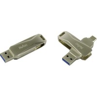 Накопитель USB 3.0/Type C ,64Гб Netac U782C NT03U782C-064G-30PN,серебристый, металл