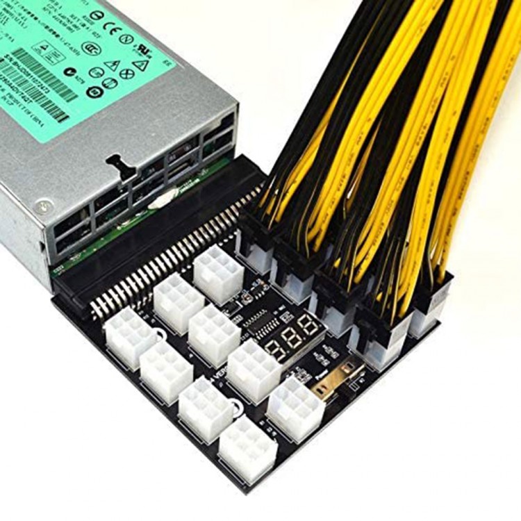 Плата для майнинга 12V PCI-E( 12x 6-pin портов) 12/коммутационная плата для HP 1200W 750W блоков питания 