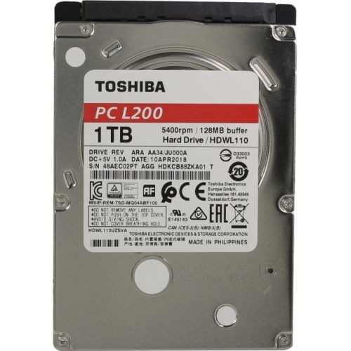 Накопитель HDD 2.5" 1Тб Toshiba L200 HDWL110UZSVA 128Мб 5400 об/мин,тех. пакет