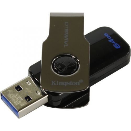 Накопитель USB 3.1 ,64Гб Kingston DataTraveler DTSWIVL/64GB,черный, металл