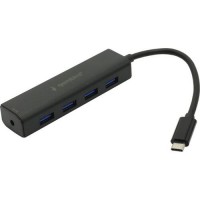 Концентратор USB Gembird UHB-C364,4 порта Type C, черный, блистер