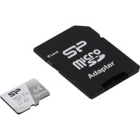 Карта памяти(+адаптер) microSDXC 64Гб/Class 10/UHS-I,Silicon Power Superior Pro(SP064GBSTXDA2V20SP)