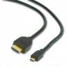 Кабель HDMI-microHDMI,1.8м,Cablexpert CC-HDMID-6,черный,пакет