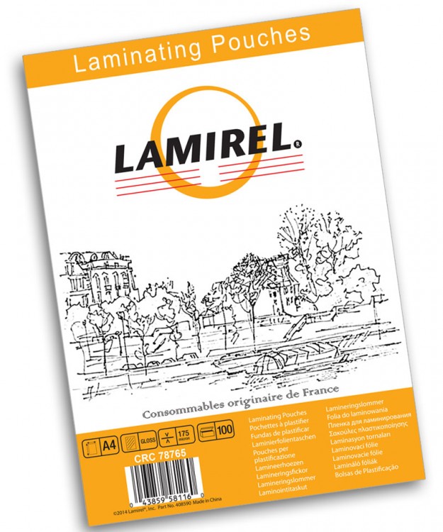 Пленка для ламинирования Lamirel А4,глянцевая,175 микрон,100 шт/уп,конверт