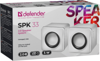 Колонки Defender SPK 33, 2.0, 5 Вт(2*2,5Вт),белые,rtl