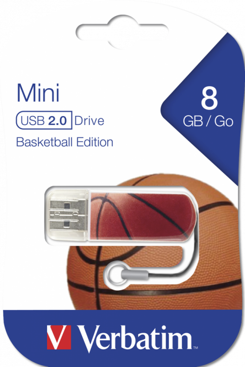 Накопитель USB 2.0 ,8Гб Verbatim Mini Sport Edition "Баскетбол",пластик