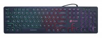Клавиатура с подсветкой Oklick 420MRL,проводная(USB),тонкая,мультимедийная,черная,rtl