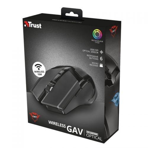 Мышь игровая б/п, с подсветкой Trust GXT 103 Gav, черная, оптическая, 2000dpi, USB(для приёмника), r