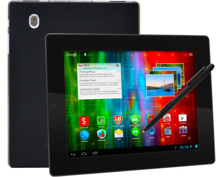 Планшет Prestigio MultiPad 8.0 3G Note 8"/1024x768 Android 4.1/16 Гб/1 Гб, 3G, черный, rtl(коробка)