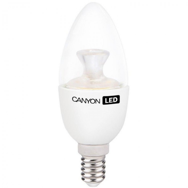 Лампа LED свеча/прозрачная Canyon E14, 6Вт(41Вт), 4000К(нейтральный), 150°, 494Лм, 50000ч., 38*107мм(BE14CL6W230VN)