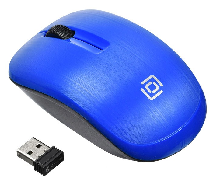 Мышь беспроводная Oklick 525MW, синяя, оптическая, 1000dpi, USB(для приёмника), блистер