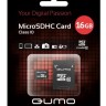 Карта памяти(+адаптер) microSDHC 16Гб/Class 10,Qumo (QM16GMICSDHC10)