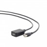 Кабель-удлинитель активный USB(AM)-USB(AF),4.5м,Cablexpert UAE016-Black,черный,пакет