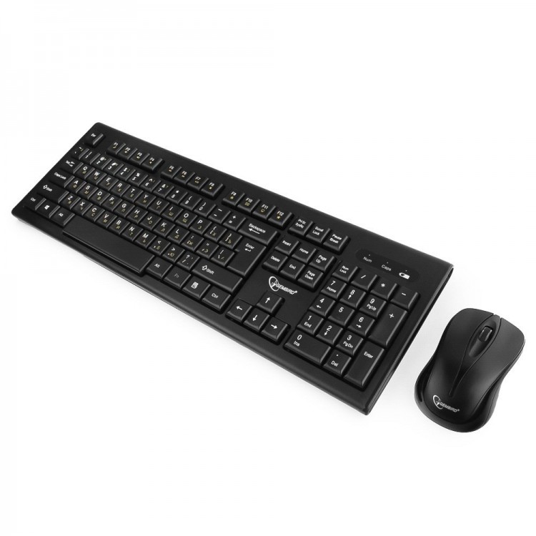 Клавиатура+мышь б/п Gembird  KBS-8002 черные,USB(для приемника),rtl