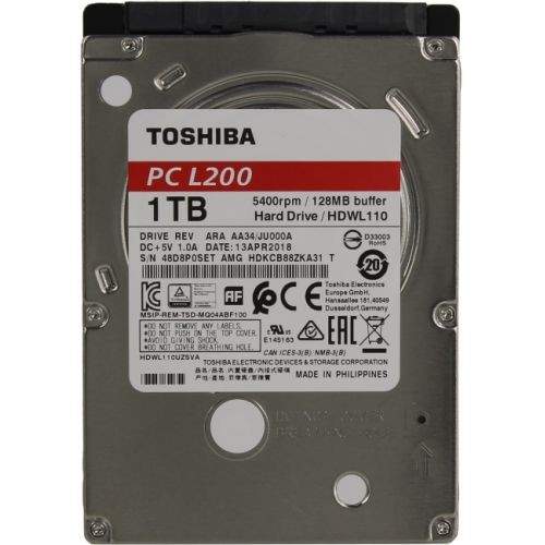 Накопитель HDD 2.5" 1Тб Toshiba L200 HDWL110EZSTA 128Мб 5400 об/мин,,rtl