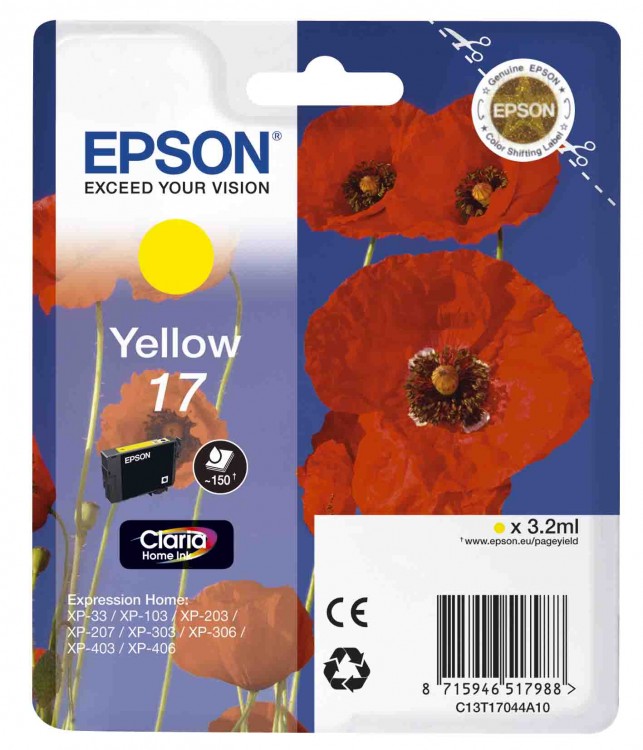 Картридж Epson 17 Yellow желтый (yellow) (Оригинал)  C13T17044A10