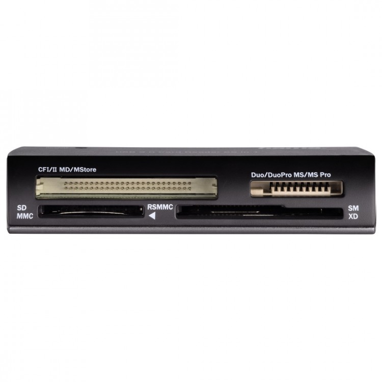 Картридер внешний Hama H-49009 USB 2.0, для SD/microSD/MMC/xD/M2/MS/T-Flash/Compact Flash черный/сер