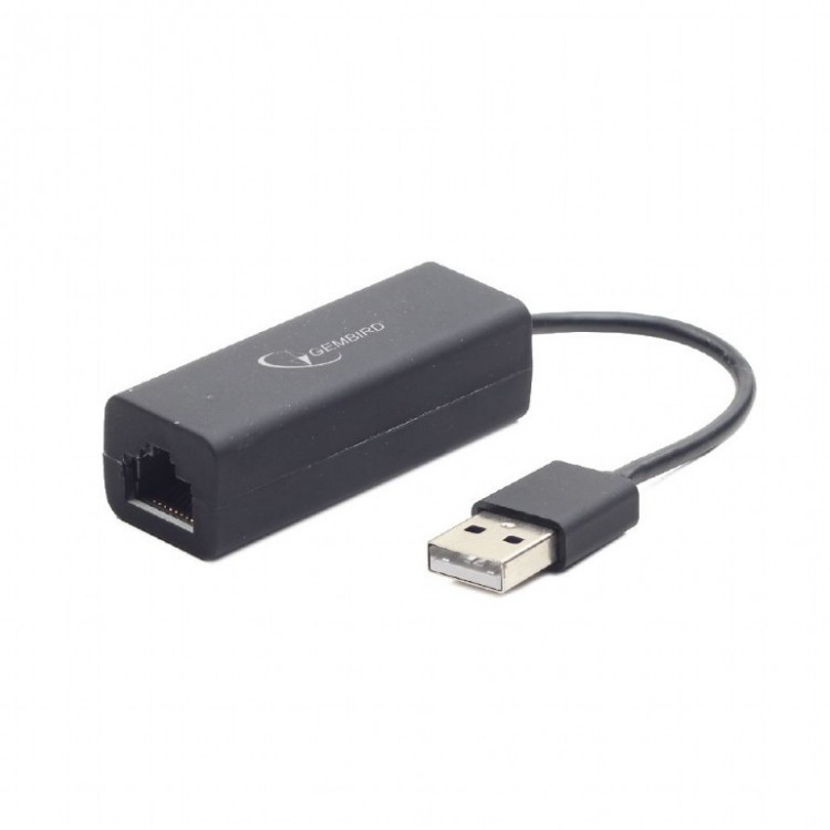 Сетевая плата Gembird NIC-U2,USB 2.0, черная, блистер, 