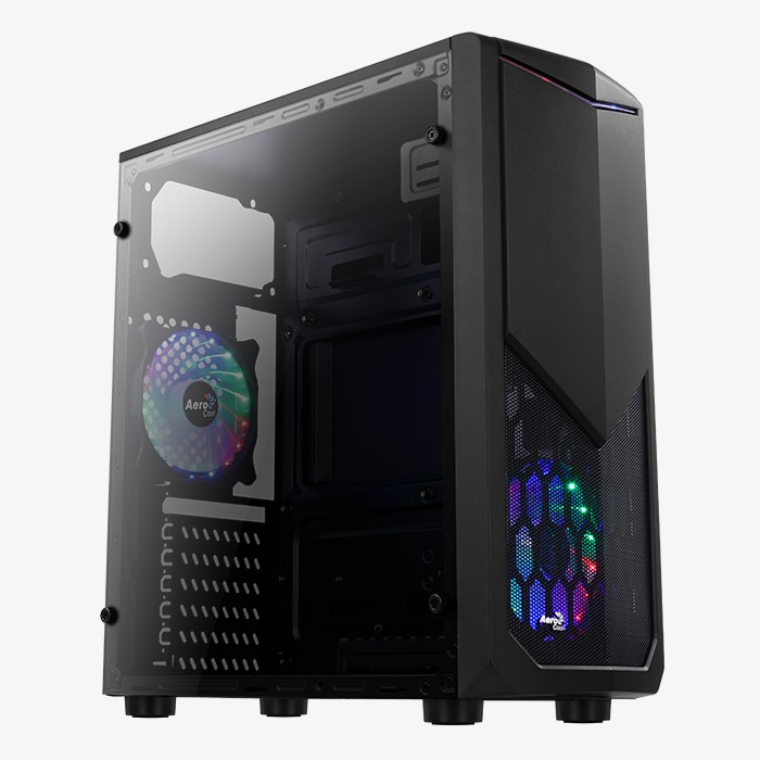 Корпус с подсветкой Aerocool Tomahawk-A без БП, Midi-Tower/ATX, mATX, черный