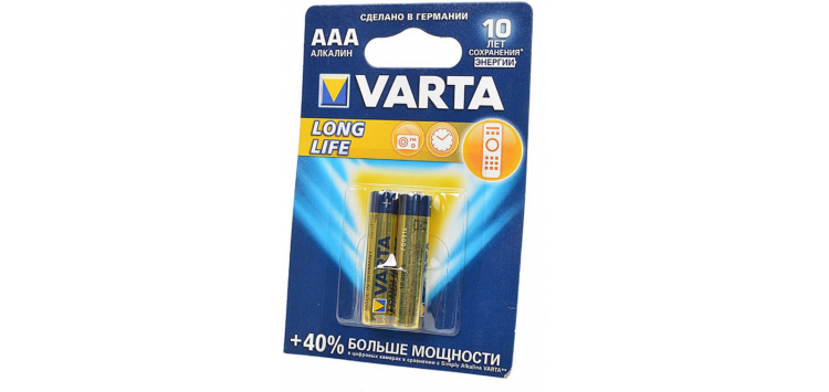Щелочная батарейка AAA Varta Longlife,1.5В,1шт.(упаковка из 2 шт.),блистер