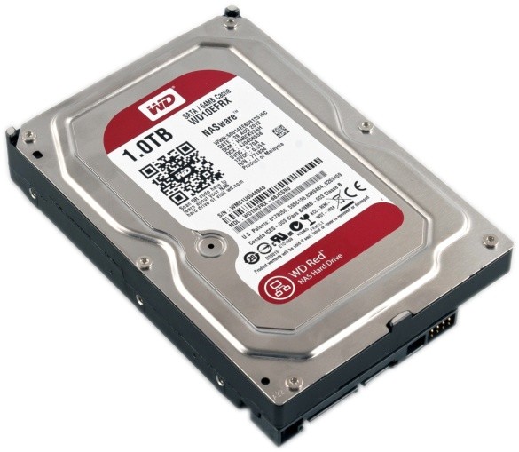 Накопитель HDD 3.5" 1Тб WD Caviar Red WD10EFRX 64Мб IntelliPower,стальной/красный,oem