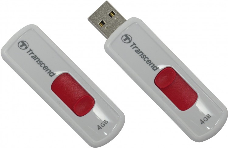 Накопитель USB 2.0,4Гб Transcend JetFlash 530,белый, пластик