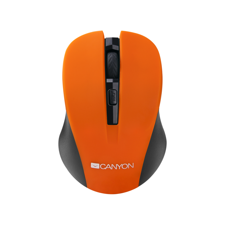 Мышь беспроводная Canyon CNE-CMSW1O, оранжевая, оптическая, 1200dpi, USB(для приёмника), блистер