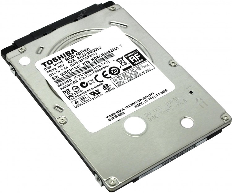 Накопитель HDD 2.5" 500Гб Toshiba MQ01ABF050 8Мб 5400 об/мин,стальной,oem