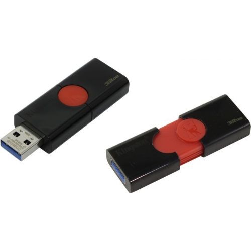 Накопитель USB 3.0 ,32Гб Kingston DataTraveler 106 DT106/32GB,черный/красный, пластик