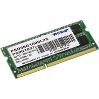 Модуль памяти SODIMM DDR3L 8Гб, 1600МГц, 12800 Мб/с, Patriot PSD38G1600L2S, oem