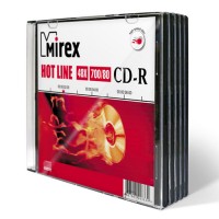 Диск CD-R Mirex Hot Line 700Мб 48x 1шт(упаковка из 5шт.), красный,slim(тонкая коробка)