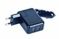 Зарядное устройство Gembird USB Travel Charger 5В/2А для любых USB, черный, блистер