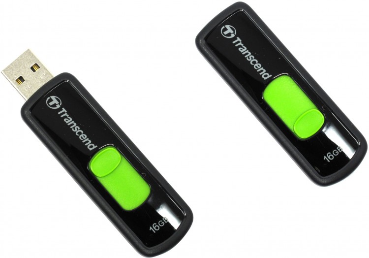 Накопитель USB 2.0 ,16Гб Transcend JetFlash 500,черный, пластик