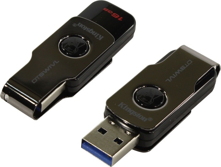 Накопитель USB 3.1 ,16Гб Kingston DataTraveler SWIVL,черный, металл